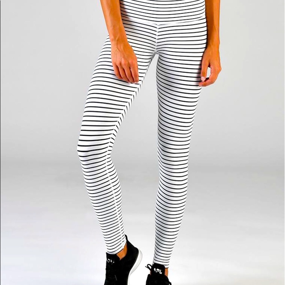 Glyder black and white striped leggings